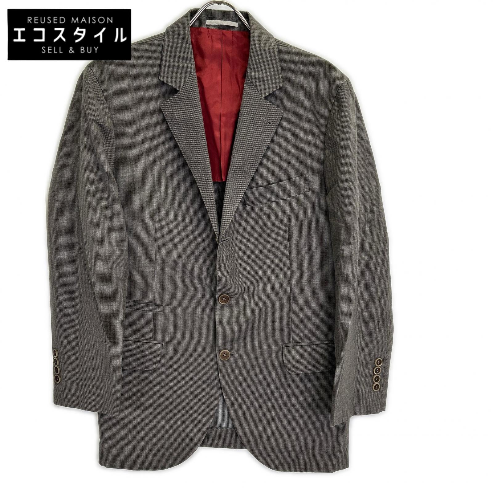 BRUNELLO CUCINELLI ブルネロクチネリ TE92210 グレー ウール ハウンドトゥース 段返り 3Bテーラードジャケット ジャケット