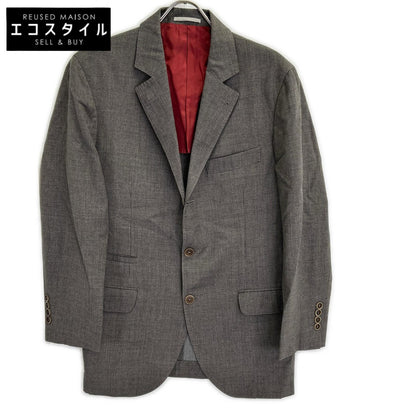 BRUNELLO CUCINELLI ブルネロクチネリ TE92210 グレー ウール ハウンドトゥース 段返り 3Bテーラードジャケット ジャケット