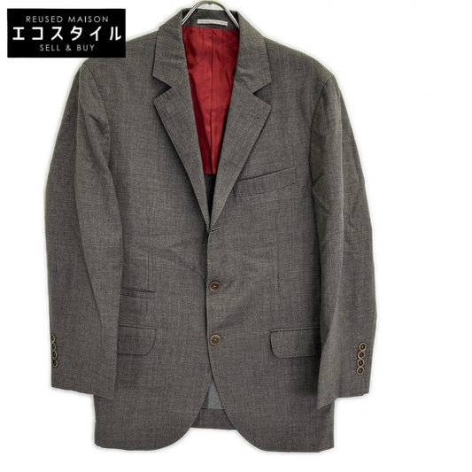 BRUNELLO CUCINELLI ブルネロクチネリ TE92210 グレー ウール ハウンドトゥース 段返り 3Bテーラードジャケット ジャケット