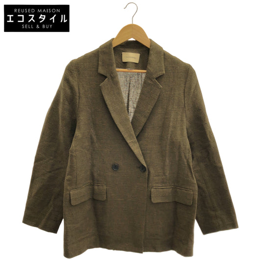 カレンソロジー Curensology 25AW カーキ グレンチェック リネンシルク ダブルカラミジャケット ジャケット