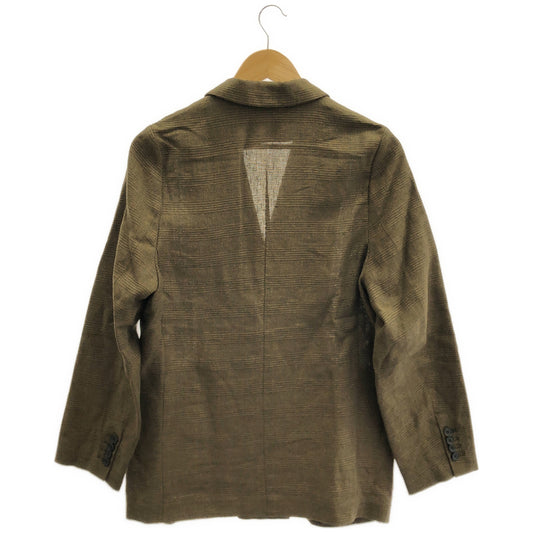 カレンソロジー Curensology 25AW カーキ グレンチェック リネンシルク ダブルカラミジャケット ジャケット