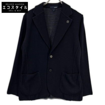 LARDINI JWLJM56J Black 100% wool solid Milano-rib knit jacket with boutonnière Jacket