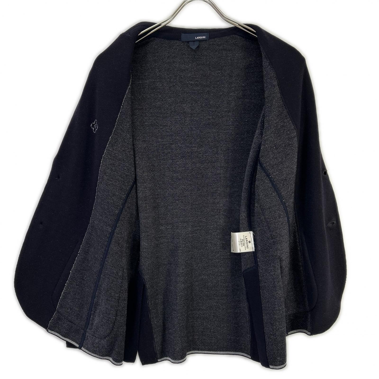 LARDINI ラルディーニ JWLJM56J ブラック ウール100 ブートニエール ミラノリブ ソリッドニットジャケット ジャケット