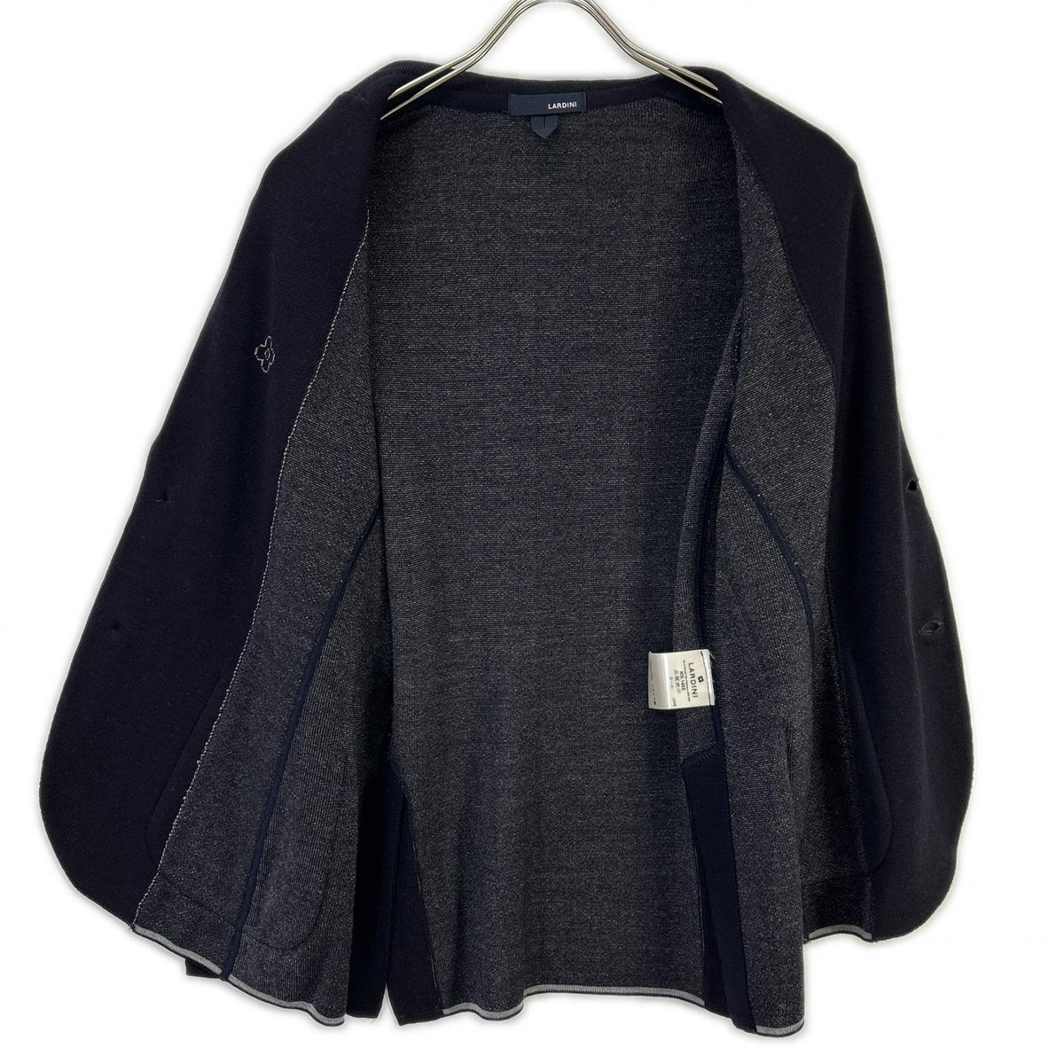 LARDINI ラルディーニ JWLJM56J ブラック ウール100 ブートニエール ミラノリブ ソリッドニットジャケット ジャケット