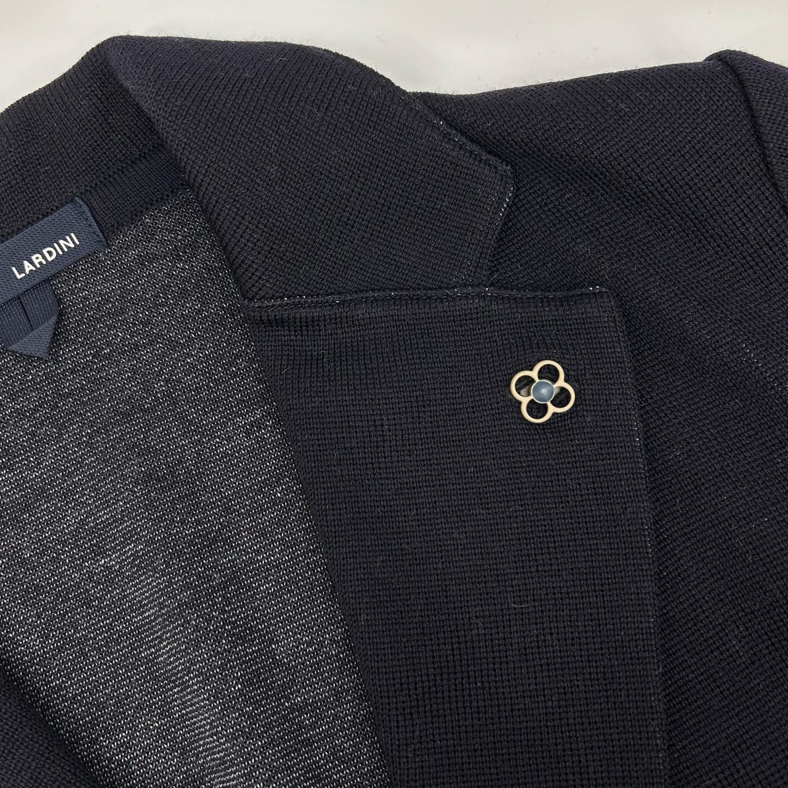 LARDINI ラルディーニ JWLJM56J ブラック ウール100 ブートニエール ミラノリブ ソリッドニットジャケット ジャケット