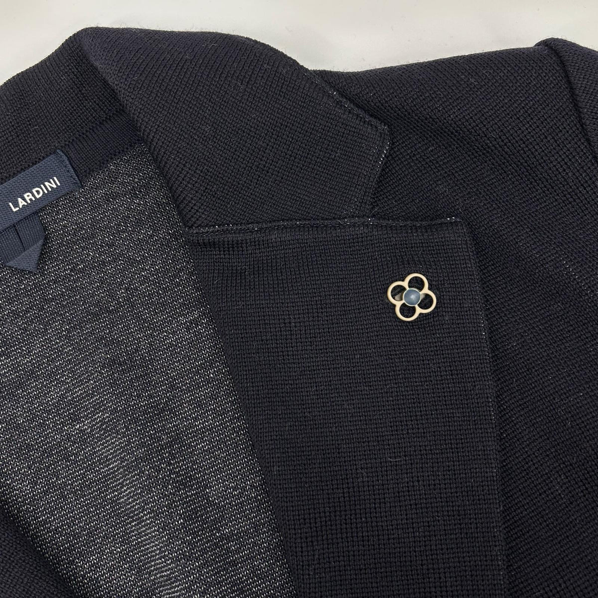 LARDINI JWLJM56J Black 100% wool solid Milano-rib knit jacket with boutonnière Jacket