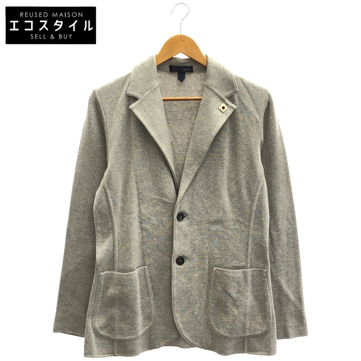 LARDINI ラルディーニ JVLJM56J グレー ブートニエール コットン ミラノリブ ソリッドニットジャケット ジャケット