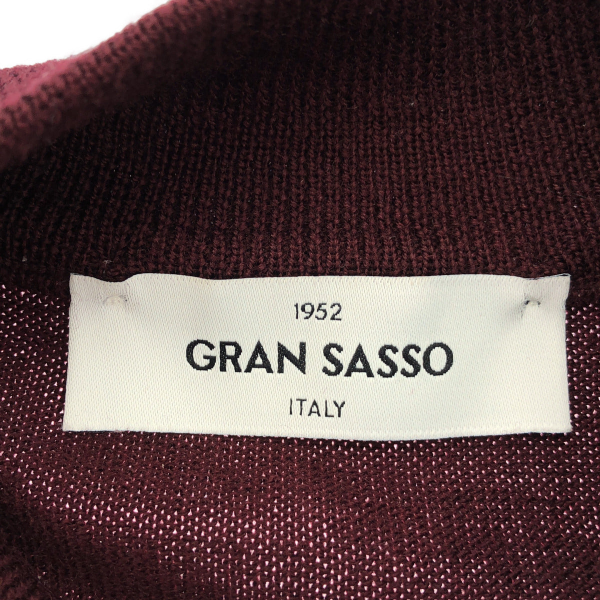 GRAN SASSO グランサッソ ボルドー ウール100 モックネック ニットセーター トップス