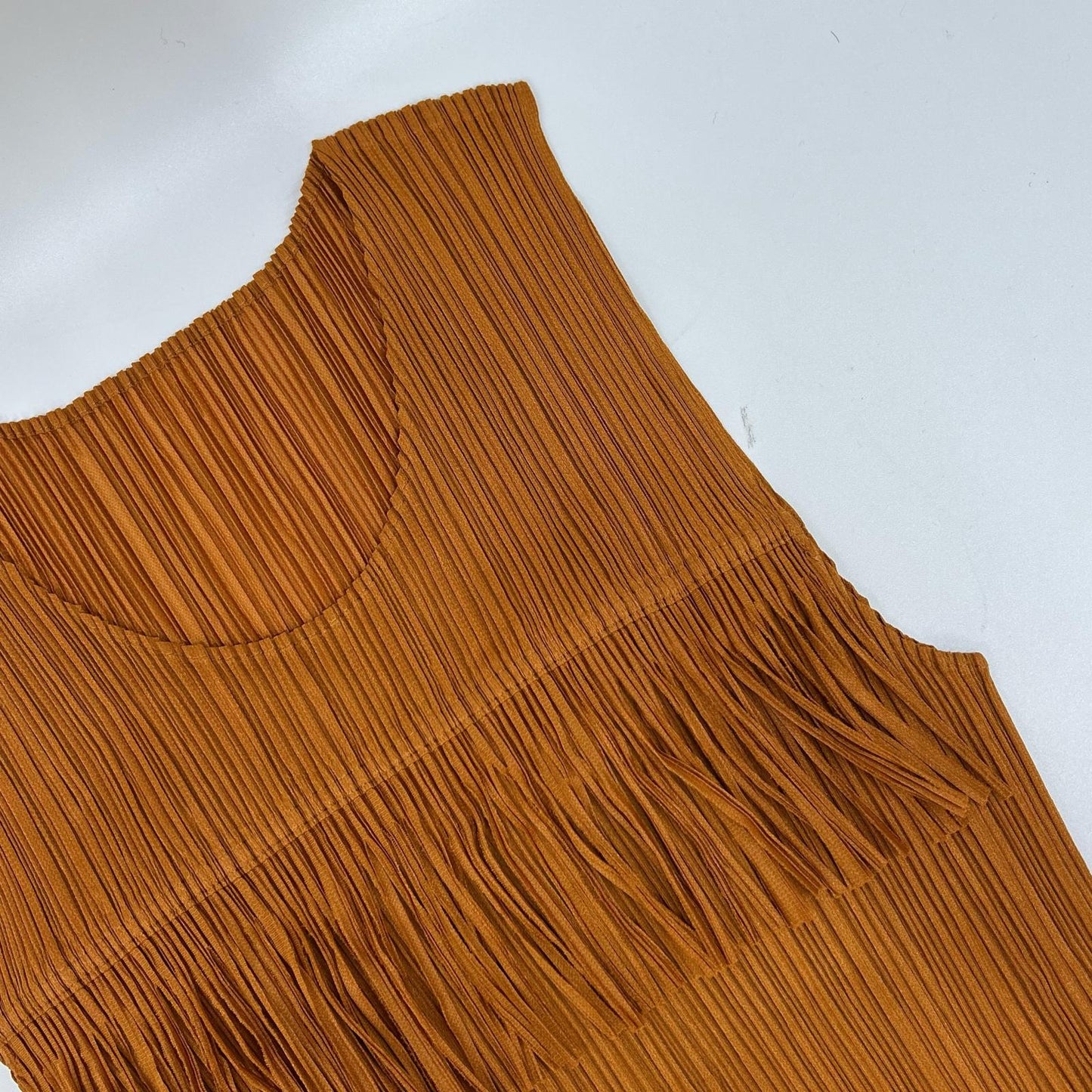PLEATS PLEASE プリーツプリーズ PP91-JH092 オレンジ フリンジノースリーブワンピース ワンピース