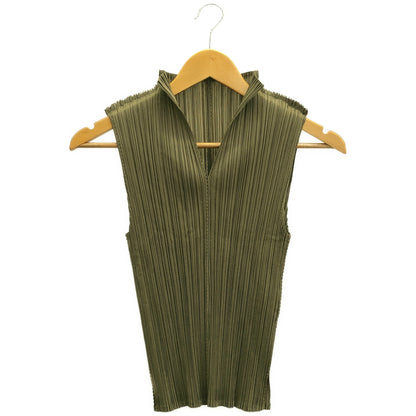 PLEATS PLEASE プリーツプリーズ PP31-JK222 カーキ Vネックモックネックノースリーブトップス トップス