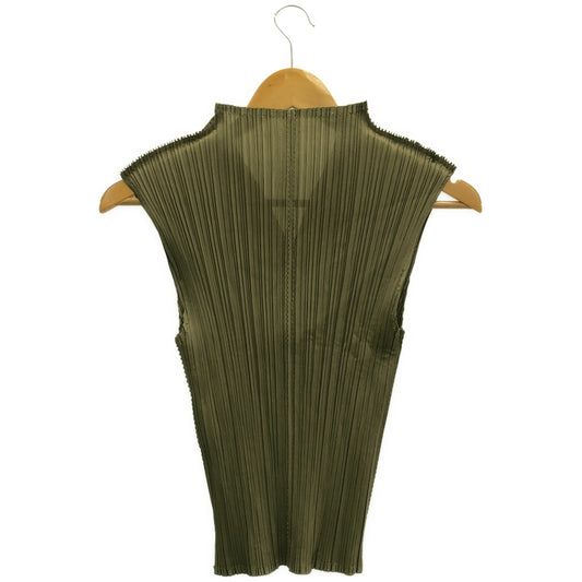 PLEATS PLEASE プリーツプリーズ PP31-JK222 カーキ Vネックモックネックノースリーブトップス トップス