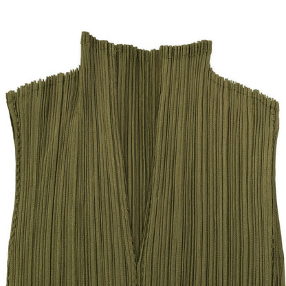 PLEATS PLEASE プリーツプリーズ PP31-JK222 カーキ Vネックモックネックノースリーブトップス トップス