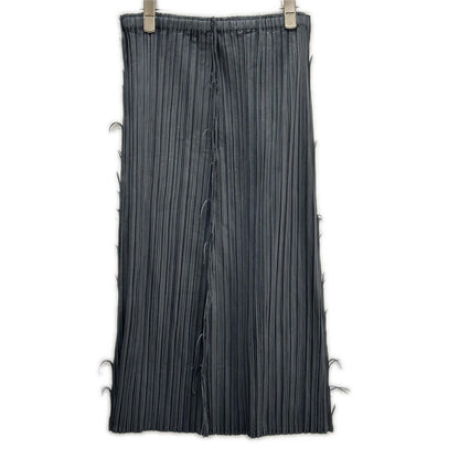 PLEATS PLEASE PP31-JG207 Gray Raw-Edge Design Long Skirt