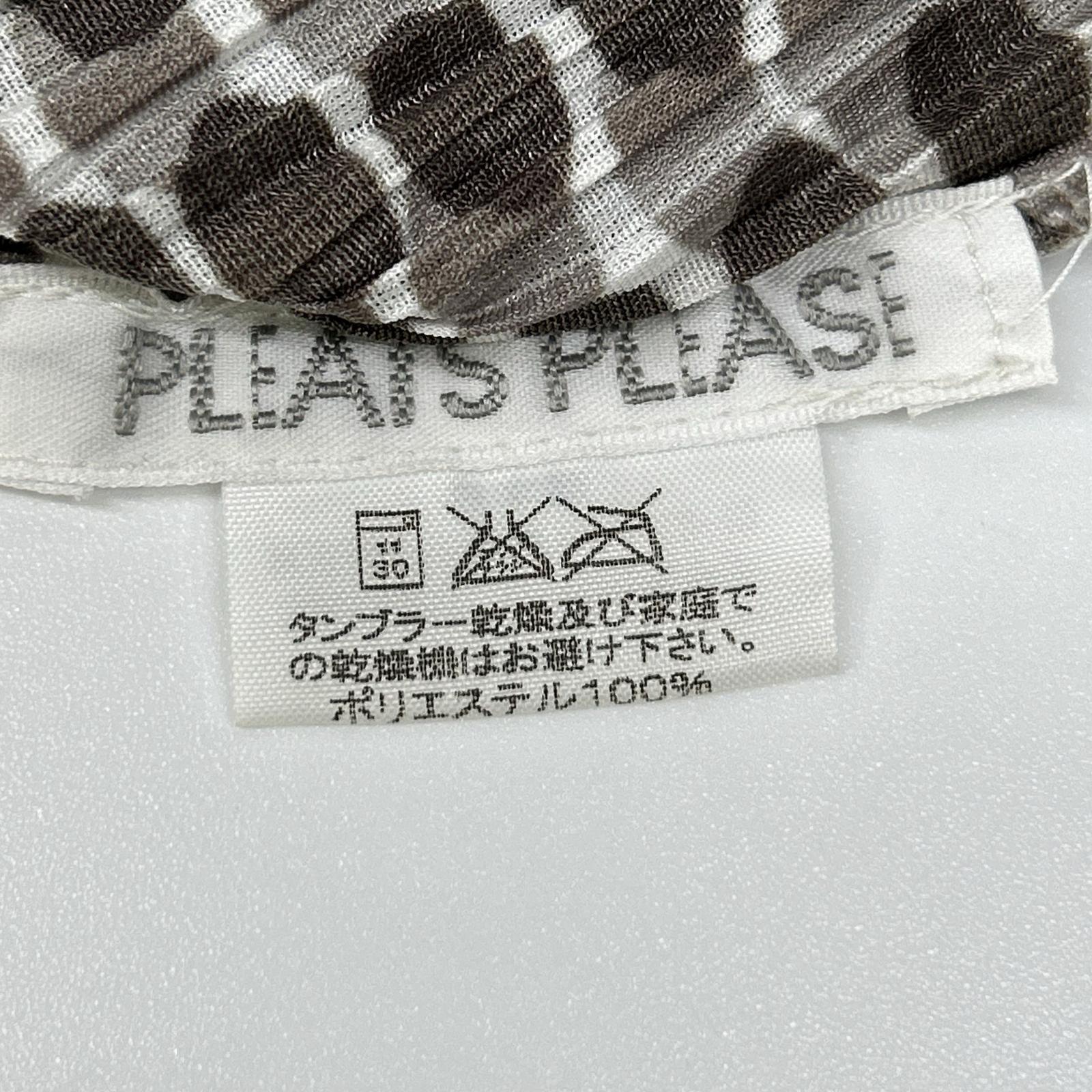PLEATS PLEASE プリーツプリーズ PP12-JK511 ブラウン×ホワイト ドット柄ノースリーブトップス トップス