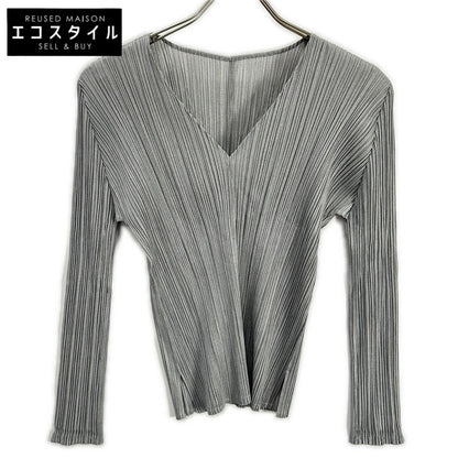 PLEATS PLEASE プリーツプリーズ PP41-JK103 グレー Vネックカットソー ブラウス トップス