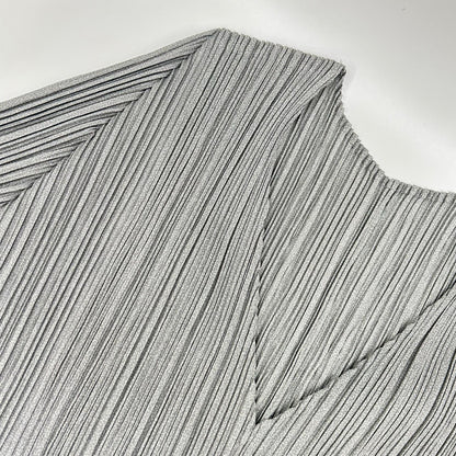 PLEATS PLEASE プリーツプリーズ PP41-JK103 グレー Vネックカットソー ブラウス トップス