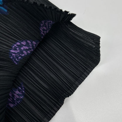 PLEATS PLEASE プリーツプリーズ PP33-JK632 ブラック 魚 フィッシュプリントモックネックノースリーブトップス トップス