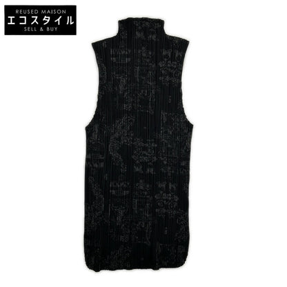 PLEATS PLEASE プリーツプリーズ PP41-JK721 ブラック チャイニーズ柄モックネックノースリーブトップス トップス