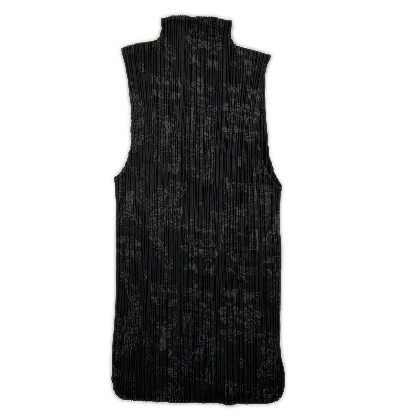 PLEATS PLEASE プリーツプリーズ PP41-JK721 ブラック チャイニーズ柄モックネックノースリーブトップス トップス