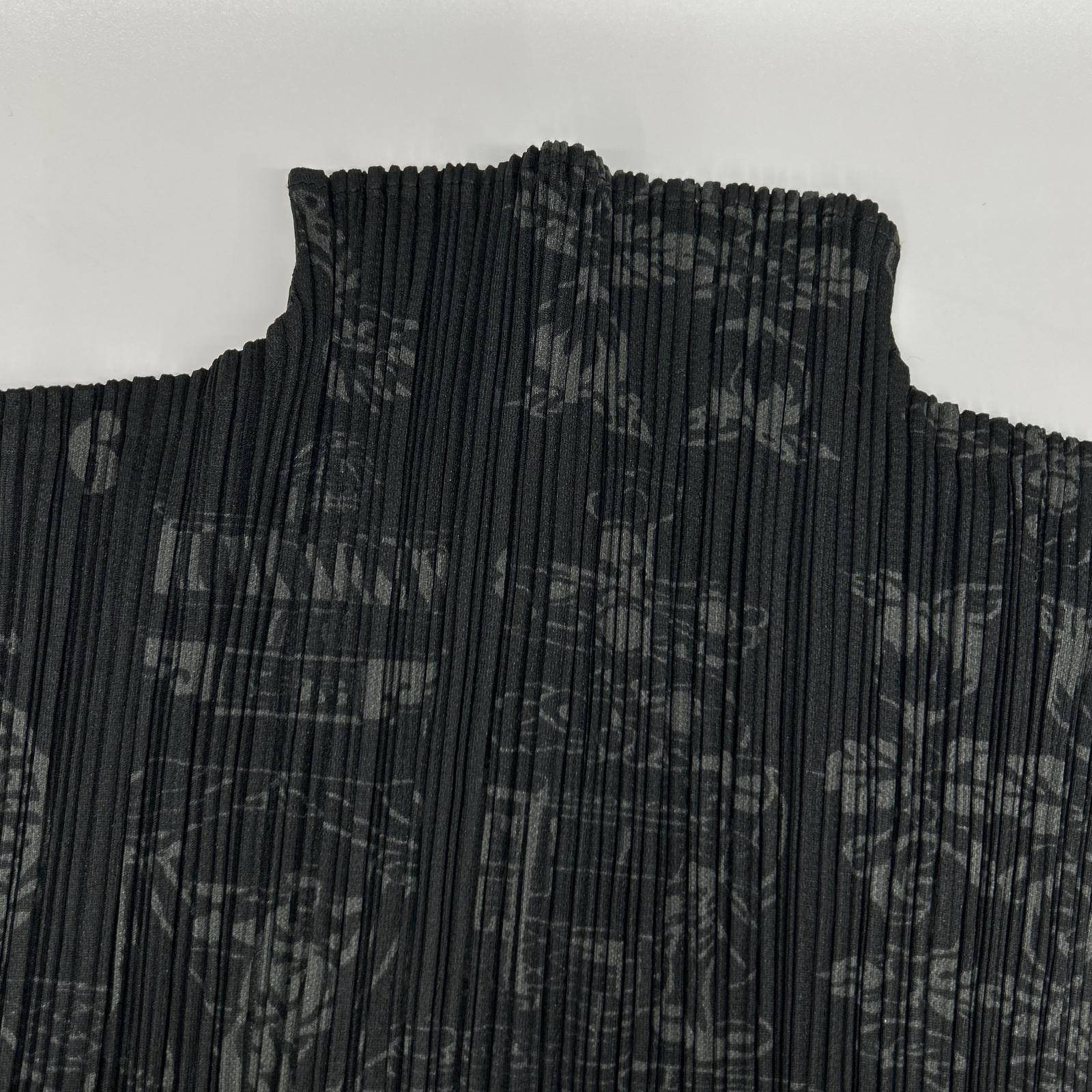 PLEATS PLEASE プリーツプリーズ PP41-JK721 ブラック チャイニーズ柄モックネックノースリーブトップス トップス