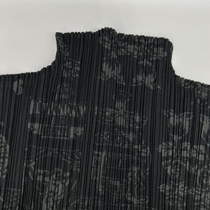 PLEATS PLEASE プリーツプリーズ PP41-JK721 ブラック チャイニーズ柄モックネックノースリーブトップス トップス