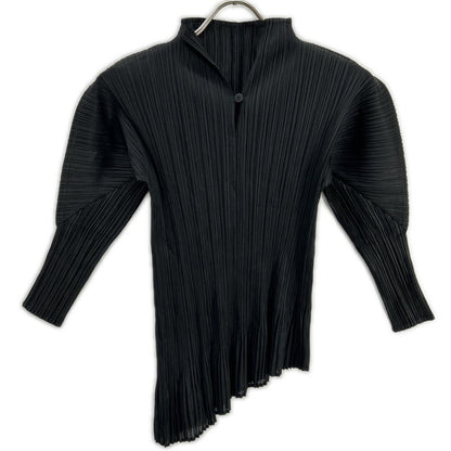 PLEATS PLEASE プリーツプリーズ PP51-JK863 ブラック 7分袖アシンメトリーカットソー トップス