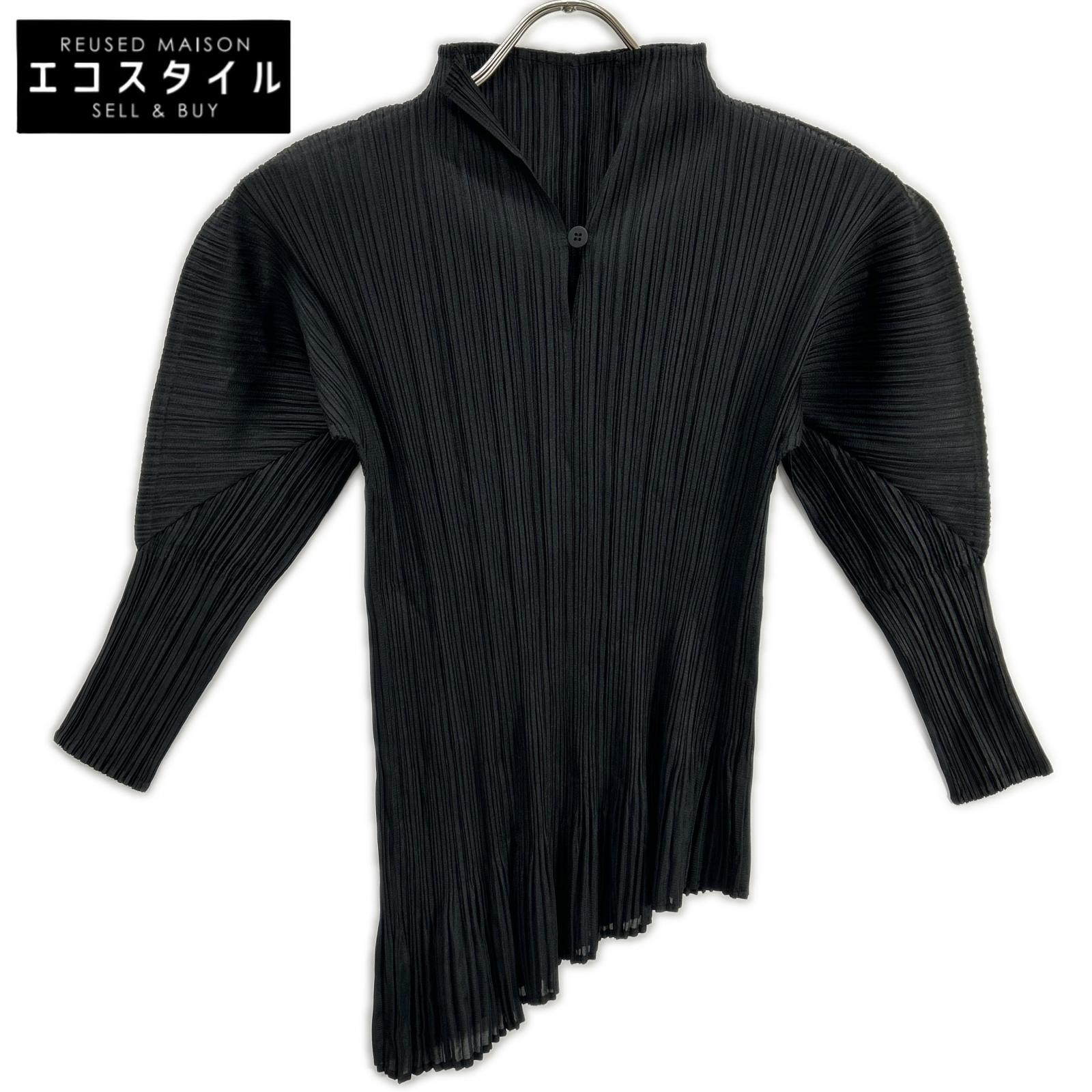 PLEATS PLEASE プリーツプリーズ PP51-JK863 ブラック 7分袖アシンメトリーカットソー トップス