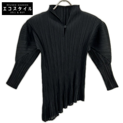 PLEATS PLEASE プリーツプリーズ PP51-JK863 ブラック 7分袖アシンメトリーカットソー トップス