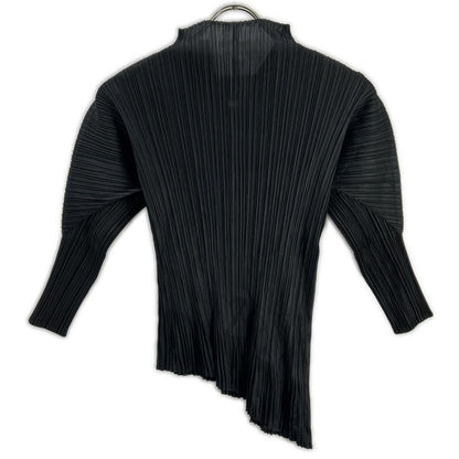 PLEATS PLEASE プリーツプリーズ PP51-JK863 ブラック 7分袖アシンメトリーカットソー トップス