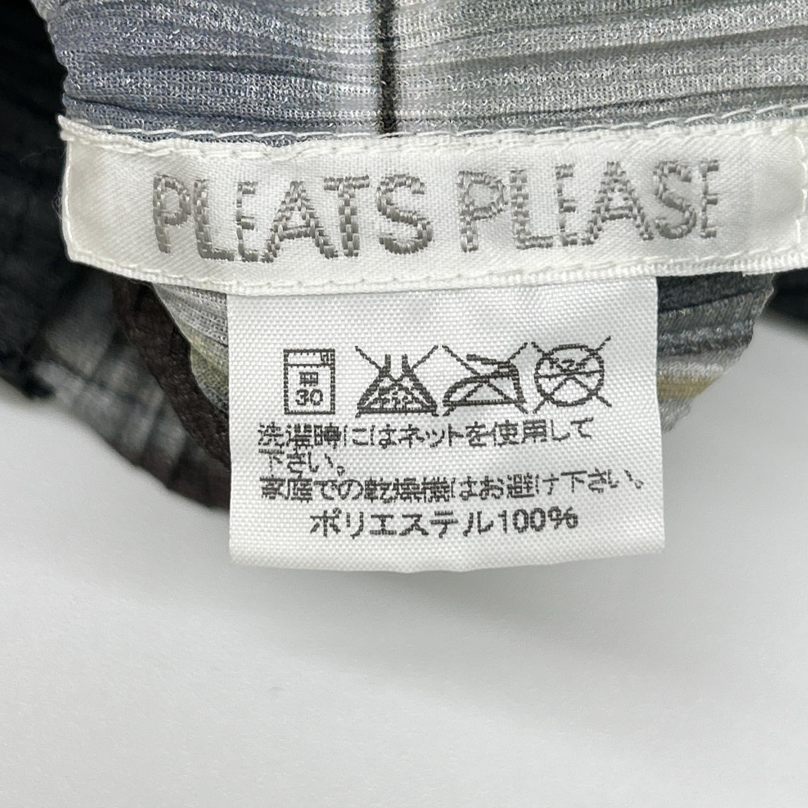 PLEATS PLEASE プリーツプリーズ PP41-JK662 グレー タイルプリントモックネック長袖カットソー トップス