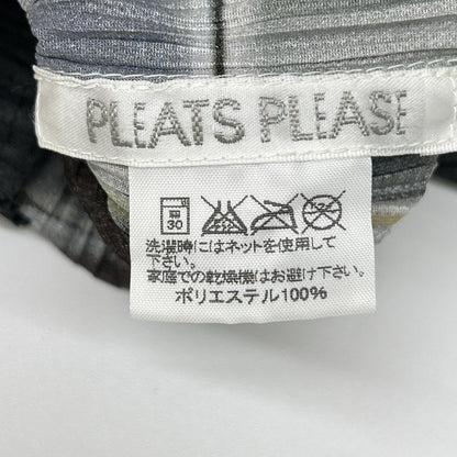 PLEATS PLEASE プリーツプリーズ PP41-JK662 グレー タイルプリントモックネック長袖カットソー トップス