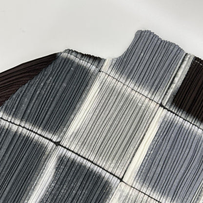 PLEATS PLEASE プリーツプリーズ PP41-JK662 グレー タイルプリントモックネック長袖カットソー トップス