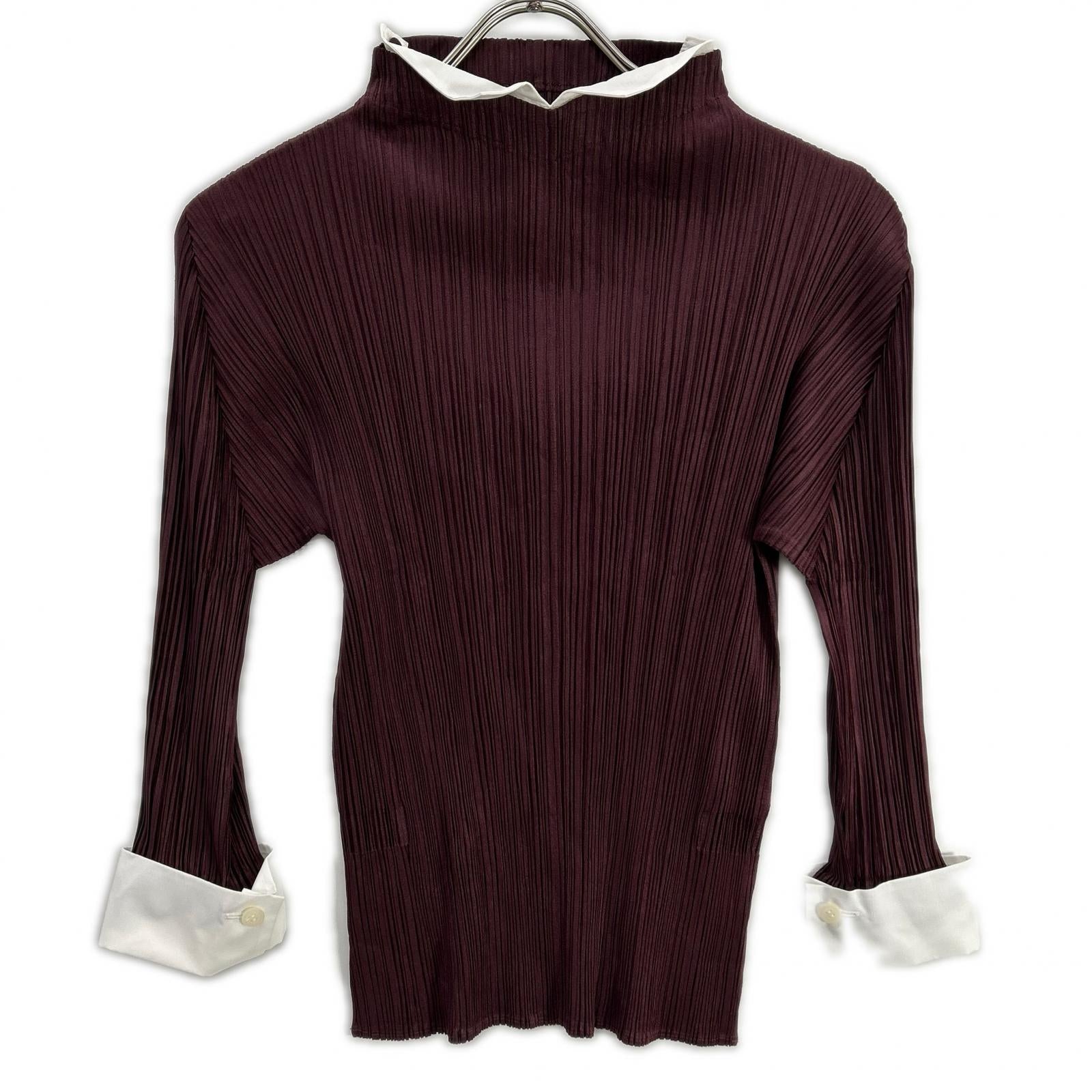 PLEATS PLEASE プリーツプリーズ PP43-JK141 レッド カラー付き長袖カットソー トップス