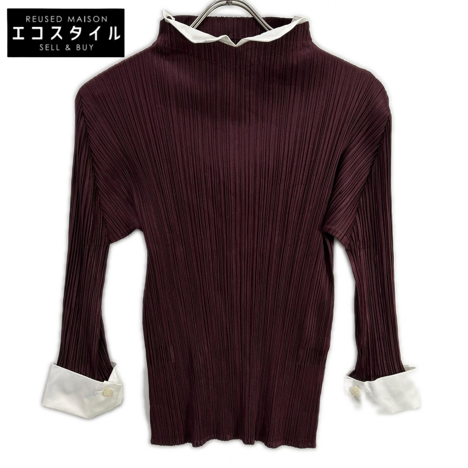 PLEATS PLEASE プリーツプリーズ PP43-JK141 レッド カラー付き長袖カットソー トップス