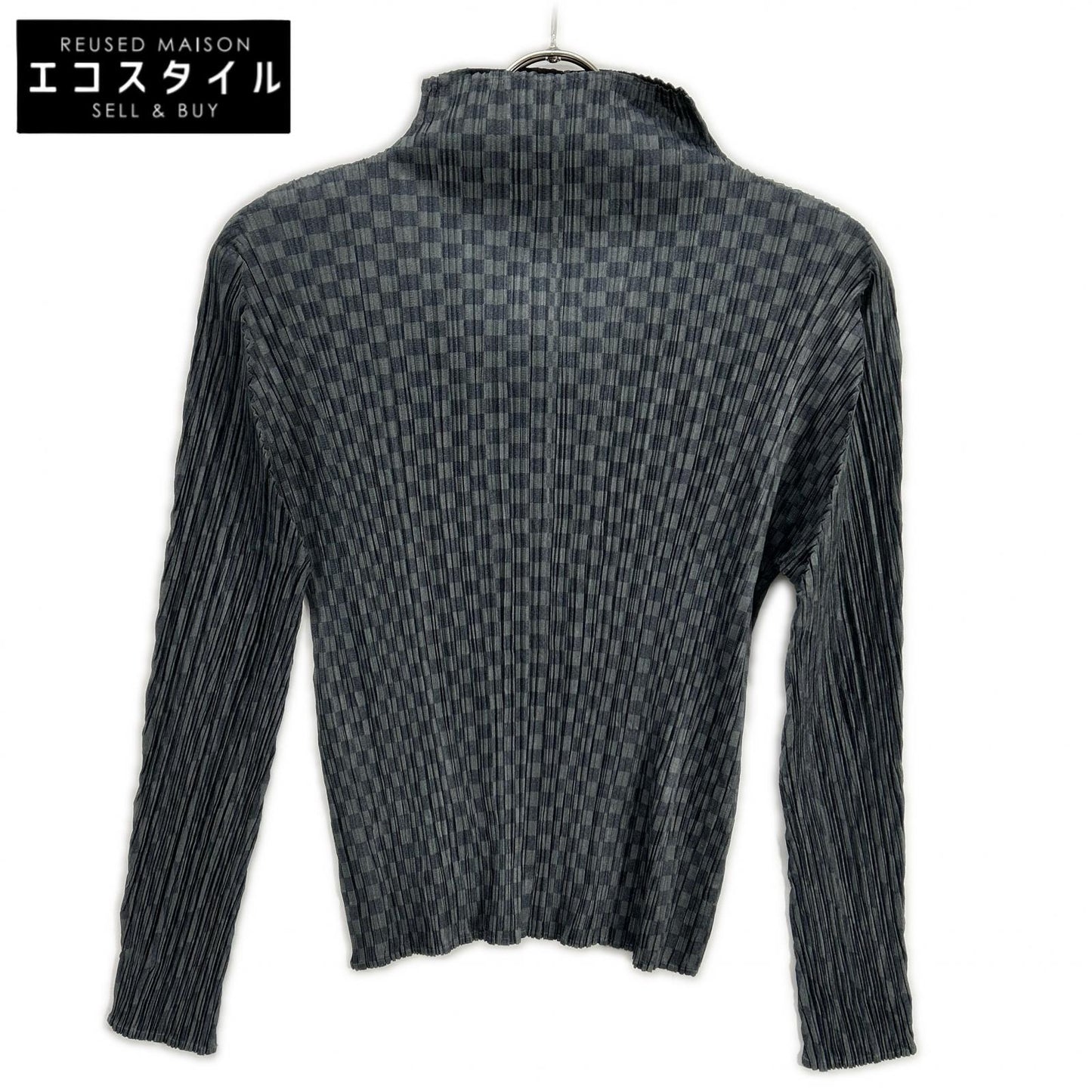 PLEATS PLEASE プリーツプリーズ PP31-JK961 グレー 市松柄モックネック長袖カットソー トップス