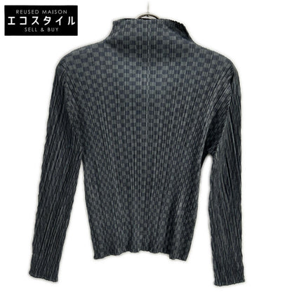 PLEATS PLEASE プリーツプリーズ PP31-JK961 グレー 市松柄モックネック長袖カットソー トップス