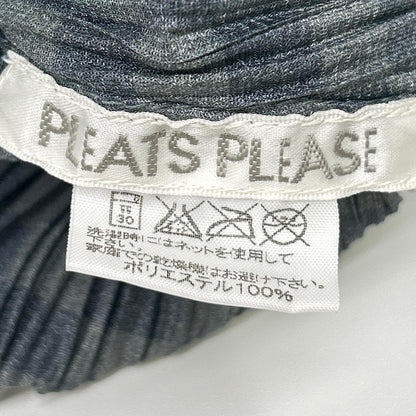 PLEATS PLEASE プリーツプリーズ PP31-JK961 グレー 市松柄モックネック長袖カットソー トップス