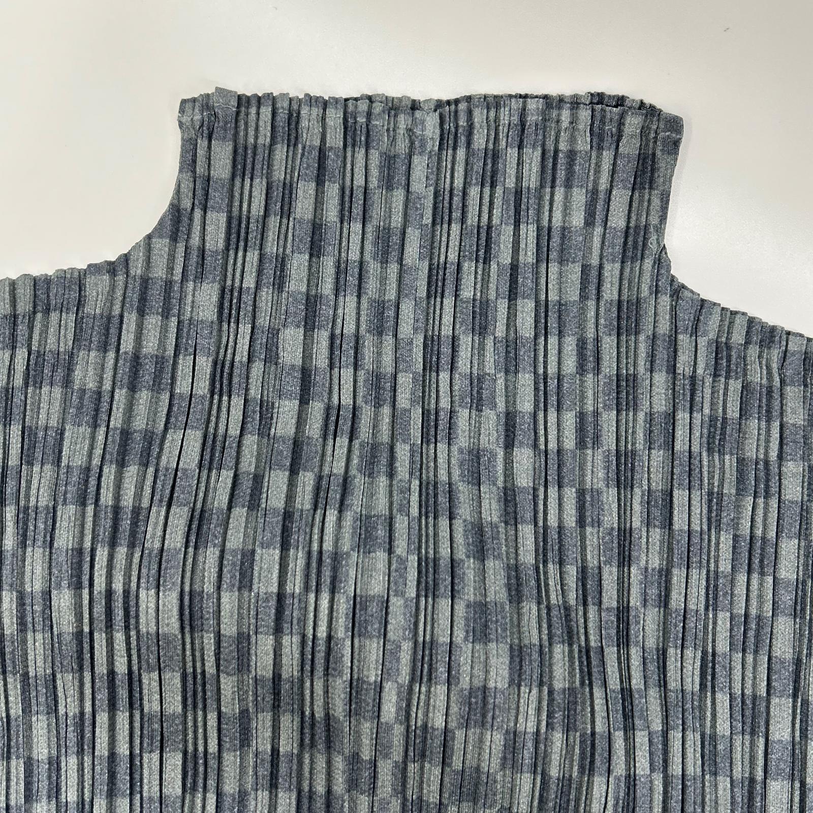 PLEATS PLEASE プリーツプリーズ PP31-JK961 グレー 市松柄モックネック長袖カットソー トップス