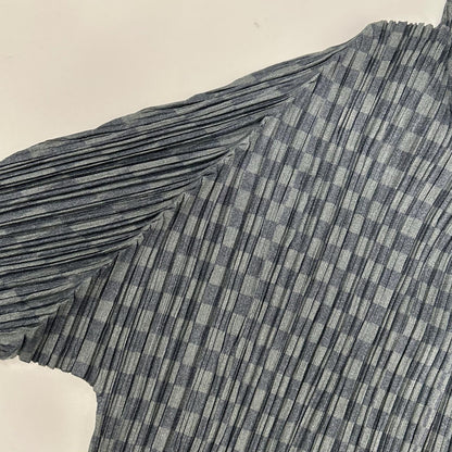 PLEATS PLEASE プリーツプリーズ PP31-JK961 グレー 市松柄モックネック長袖カットソー トップス