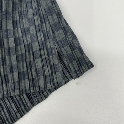 PLEATS PLEASE プリーツプリーズ PP31-JK961 グレー 市松柄モックネック長袖カットソー トップス