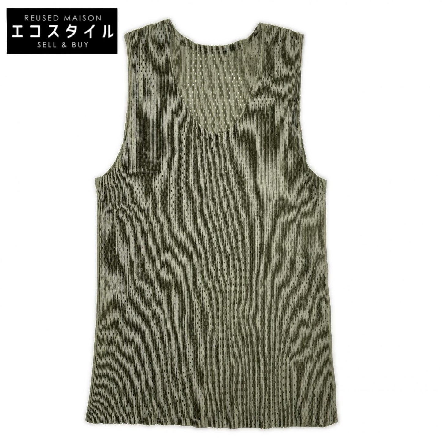 PLEATS PLEASE プリーツプリーズ PP21-FK322 グリーン パンチングノースリーブトップス トップス