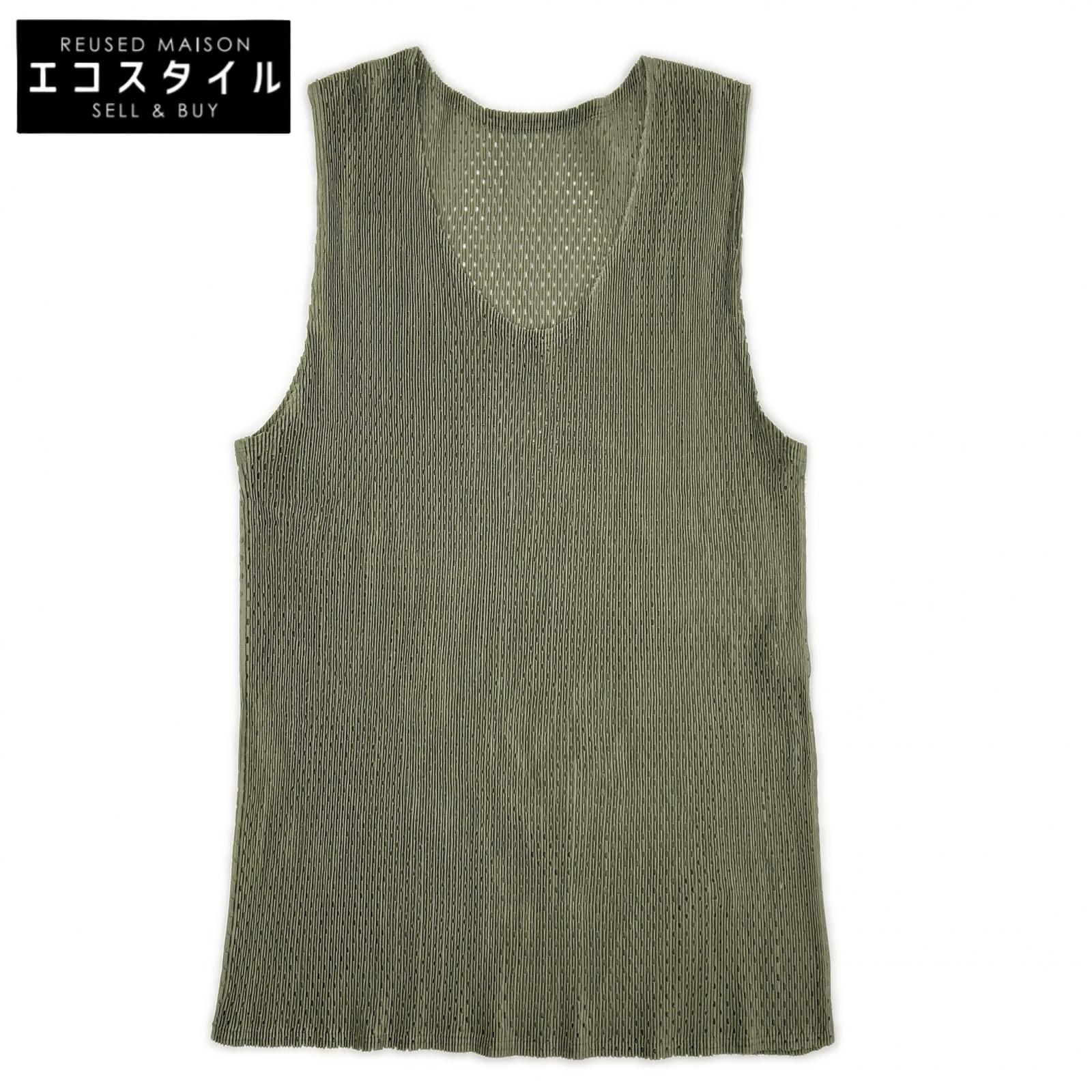 PLEATS PLEASE プリーツプリーズ PP21-FK322 グリーン パンチングノースリーブトップス トップス