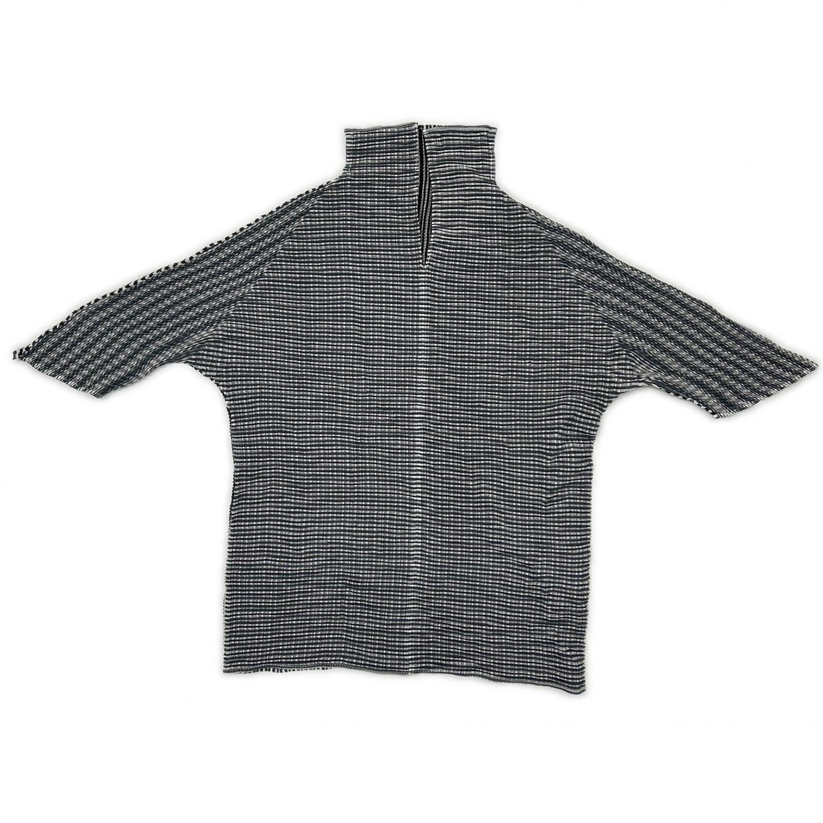 PLEATS PLEASE プリーツプリーズ PP16-FJ211 ブラック ストライプ切替モックネックショートスリーブカットソー トップス