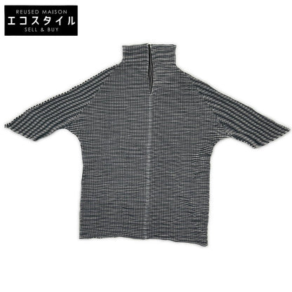 PLEATS PLEASE プリーツプリーズ PP16-FJ211 ブラック ストライプ切替モックネックショートスリーブカットソー トップス