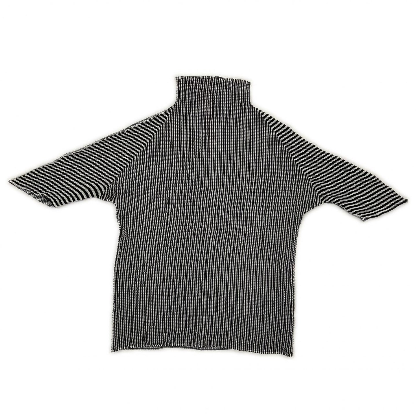 PLEATS PLEASE プリーツプリーズ PP16-FJ211 ブラック ストライプ切替モックネックショートスリーブカットソー トップス