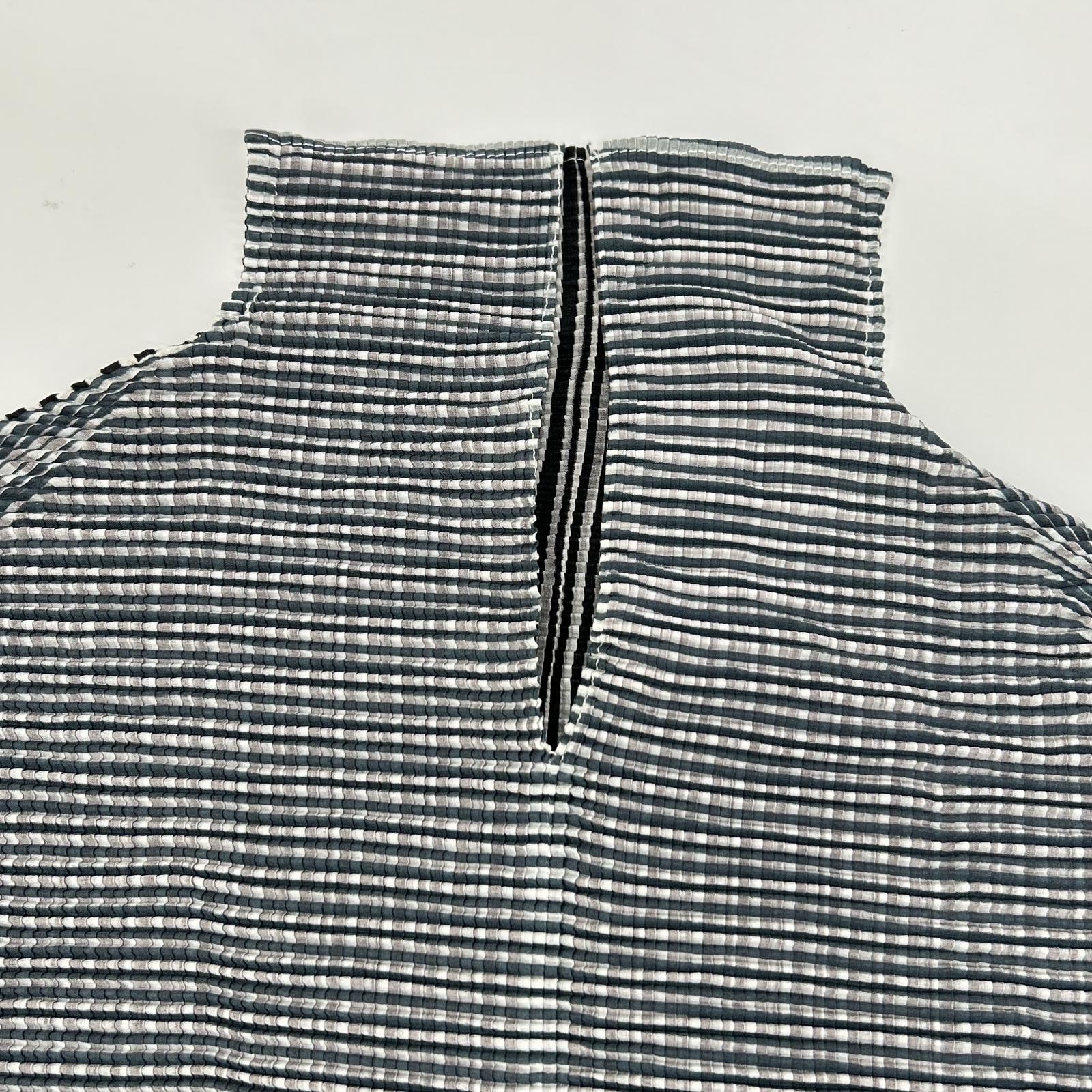 PLEATS PLEASE プリーツプリーズ PP16-FJ211 ブラック ストライプ切替モックネックショートスリーブカットソー トップス