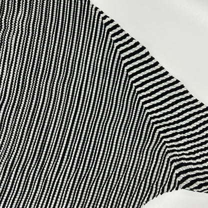 【SALE】 PLEATS PLEASE プリーツプリーズ PP16-FJ211 ブラック ストライプ切替モックネックショートスリーブカットソー トップス