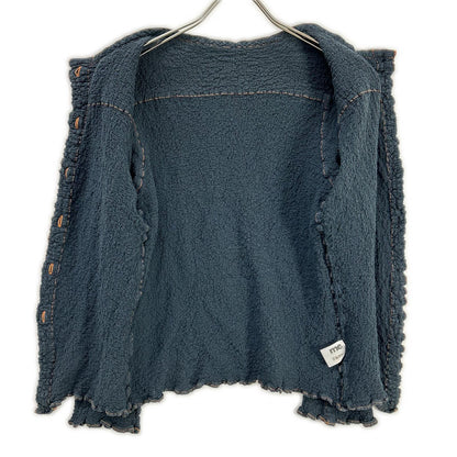 MeISSEYMIYAKE ミーイッセイミヤケ MI54-FO109 ブルー シュリンク加工ステッチデザインカーディガン トップス
