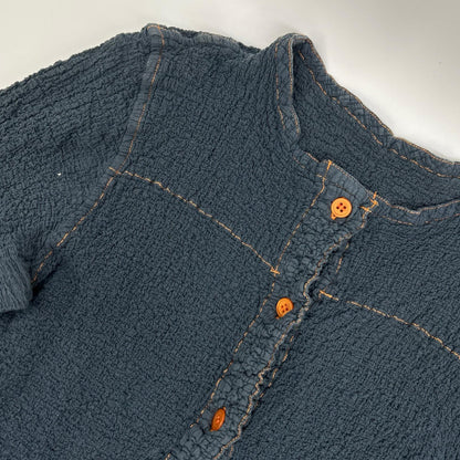 MeISSEYMIYAKE ミーイッセイミヤケ MI54-FO109 ブルー シュリンク加工ステッチデザインカーディガン トップス