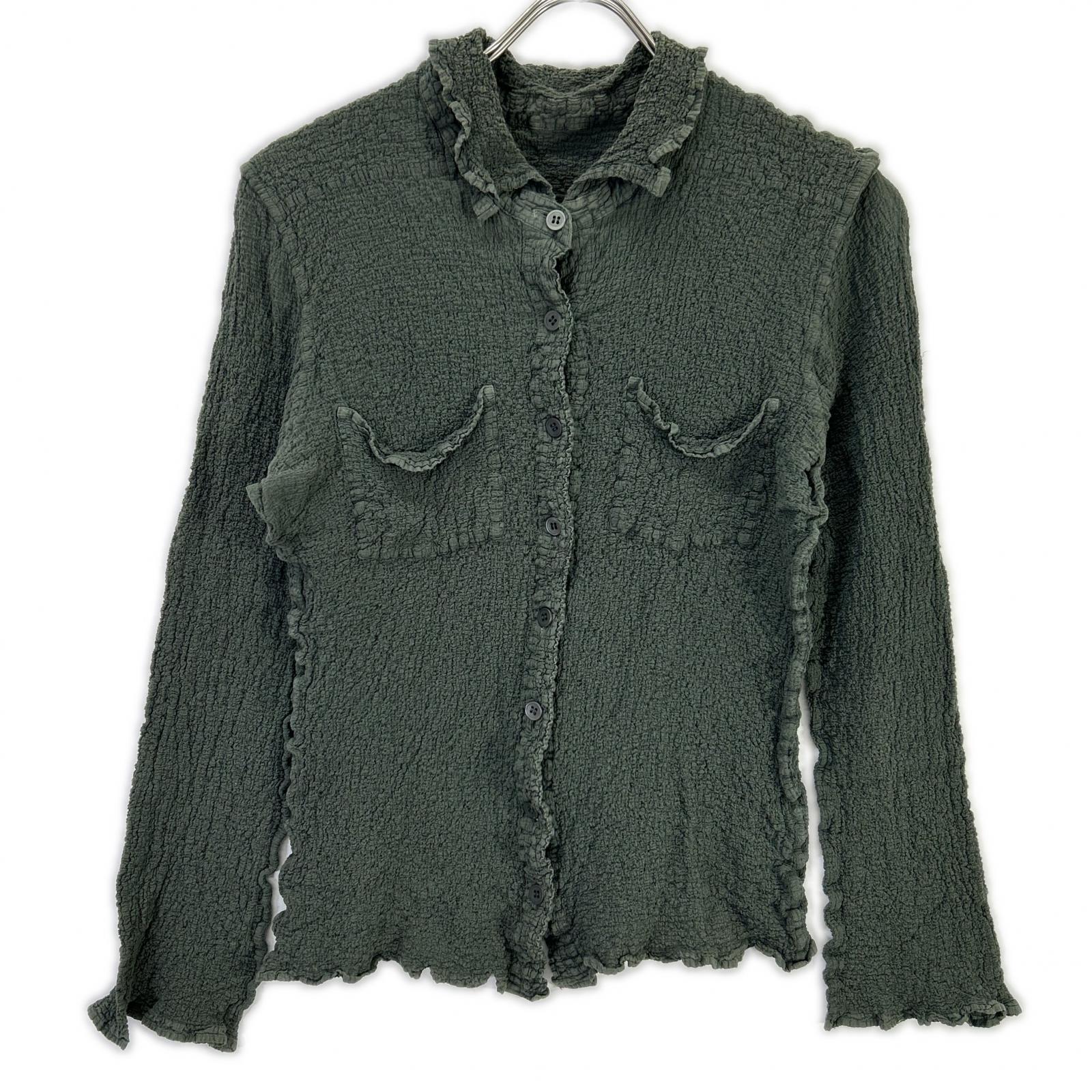 MeISSEYMIYAKE ミーイッセイミヤケ MI54FK408 khaki shrunk-finish two-pocket cardigan tops